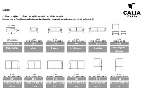 Sedacia súprava CALIA ITALIA ELISIR