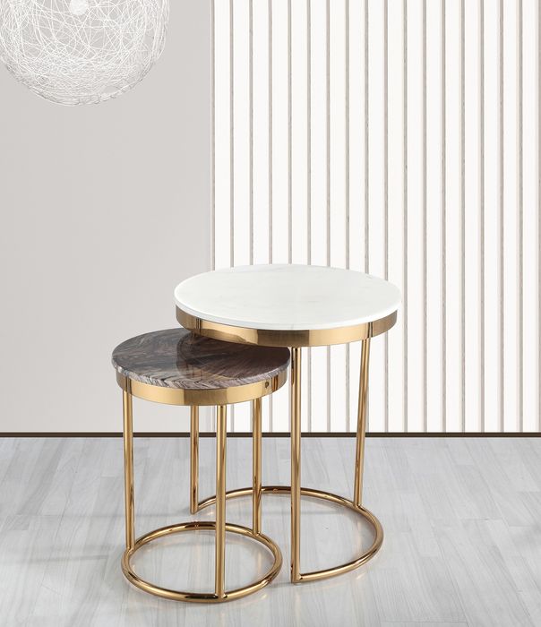 Príručný stolík s mramorom SET CE593A + CE593B